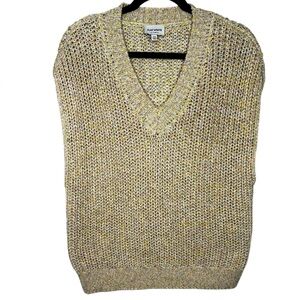 Flat White Yellow Pastel V-neck Sleeveless Knit Sweater Vest Size M/L